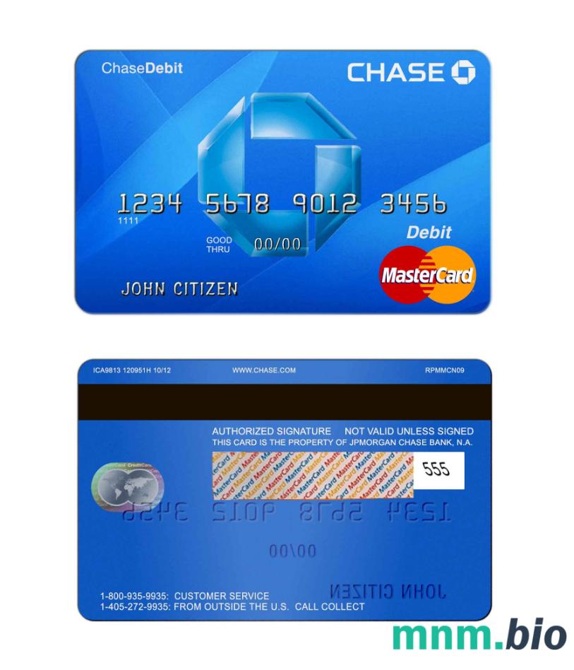 USA Chase bank przykład karty mastercard w formacie PSD